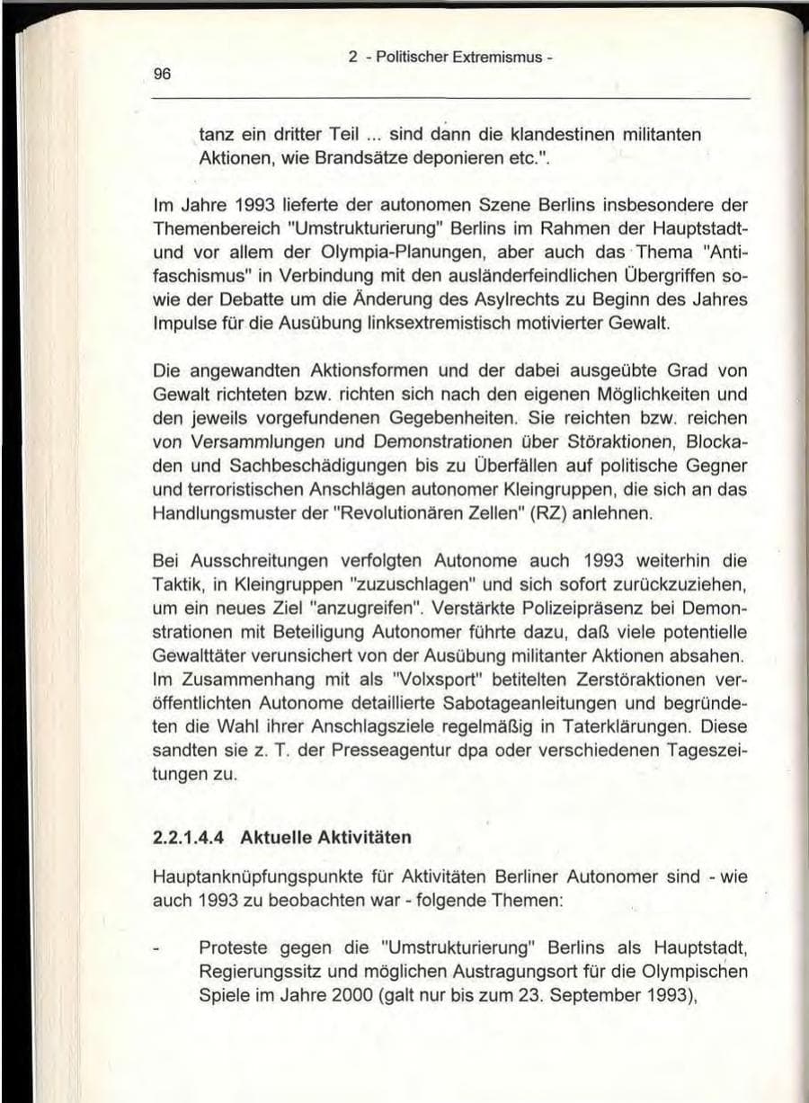 Seite 96 des Verfassungsschutzbericht 1993 Berlin