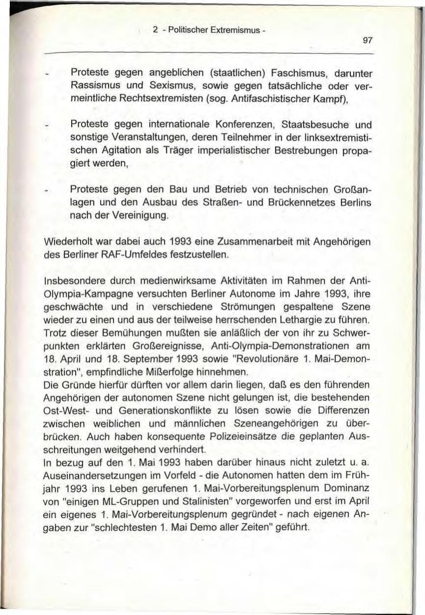 Seite 97 des Verfassungsschutzbericht 1993 Berlin