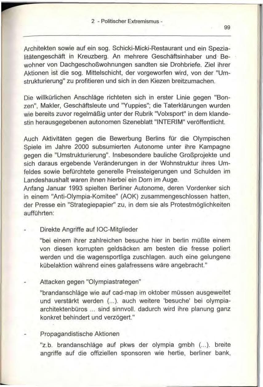 Seite 99 des Verfassungsschutzbericht 1993 Berlin