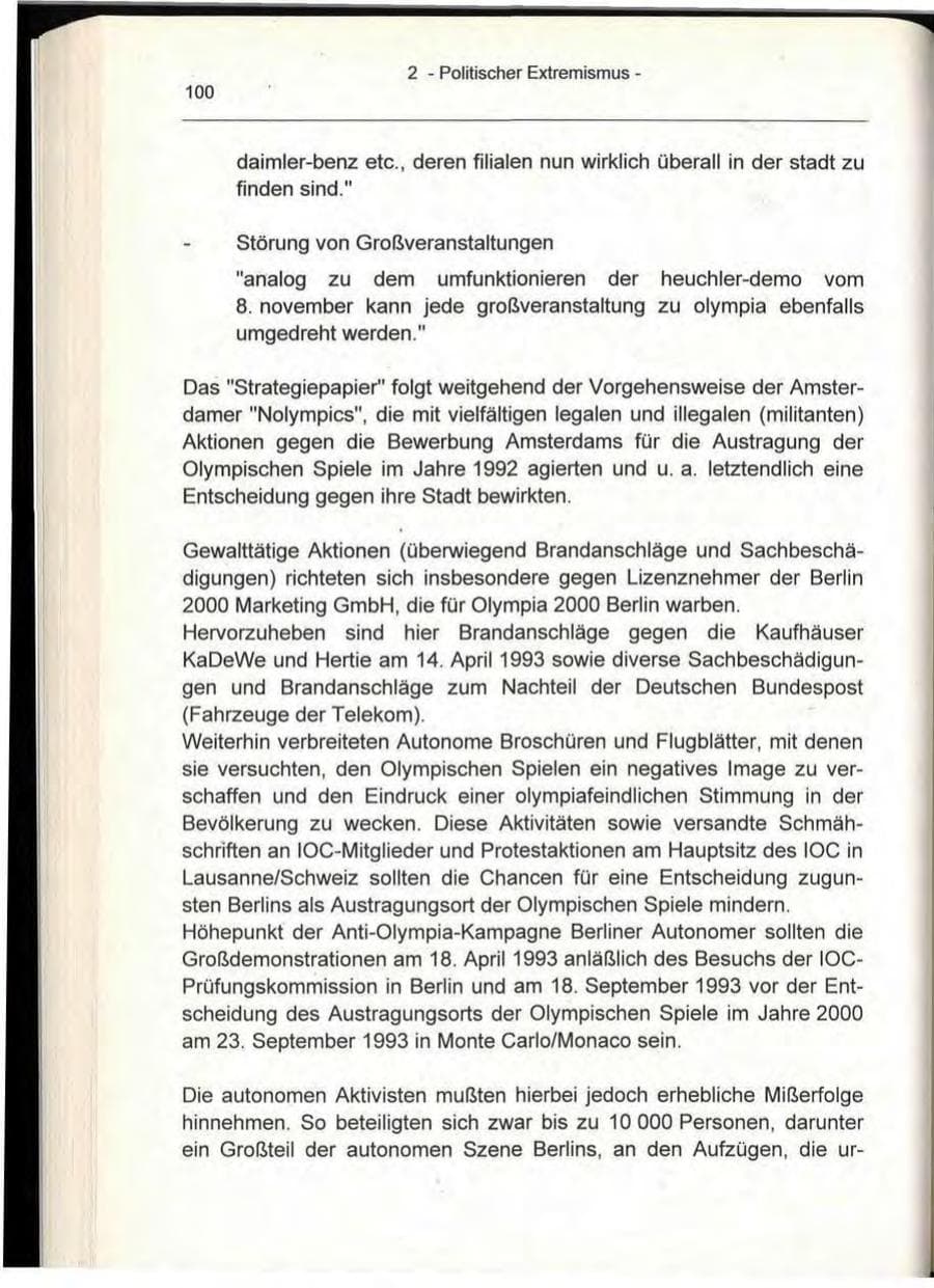 Seite 100 des Verfassungsschutzbericht 1993 Berlin