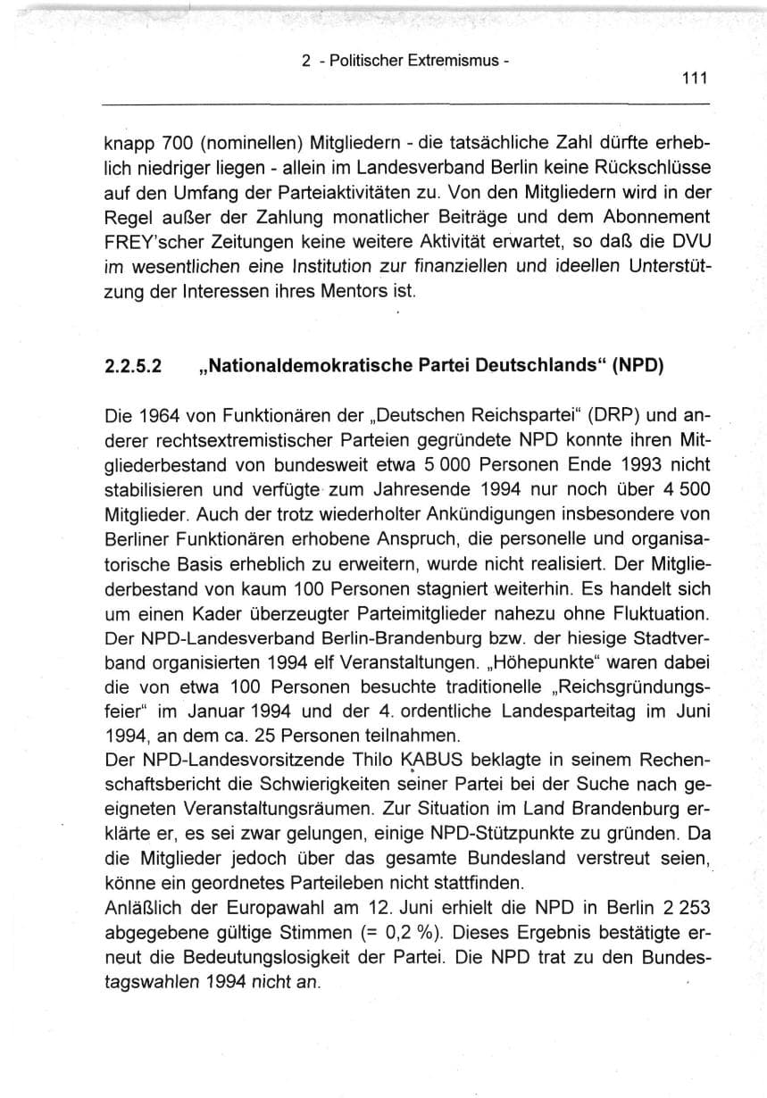 Seite 111 des Verfassungsschutzbericht 1994 Berlin