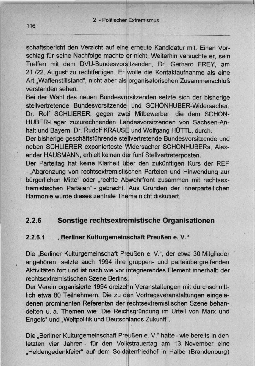 Seite 116 des Verfassungsschutzbericht 1994 Berlin
