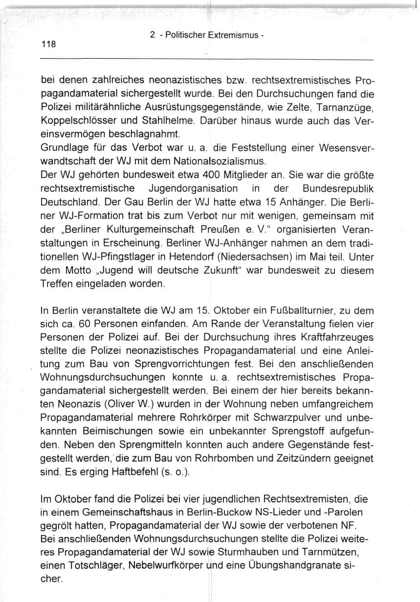 Seite 118 des Verfassungsschutzbericht 1994 Berlin