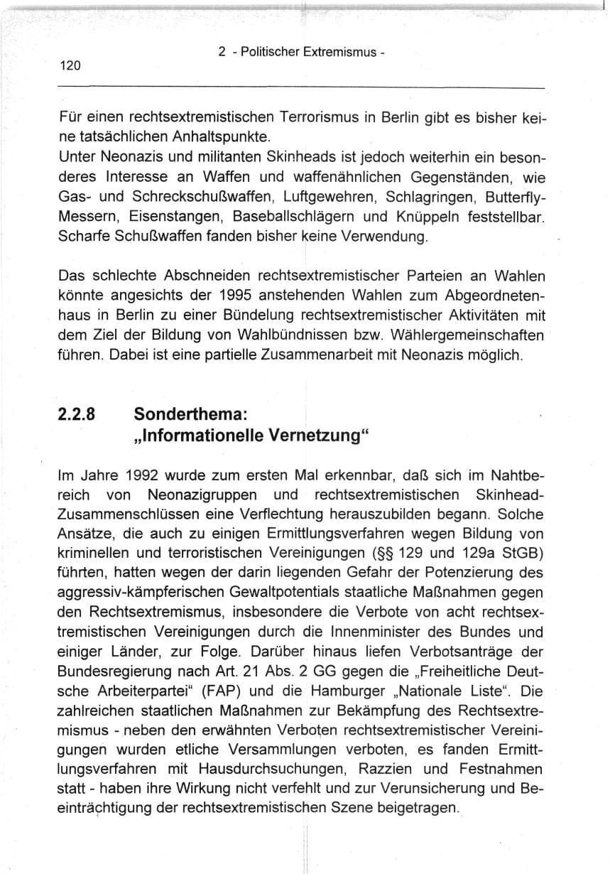 Seite 120 des Verfassungsschutzbericht 1994 Berlin
