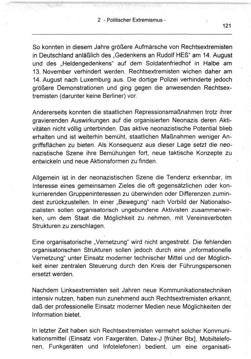Seite 121 des Verfassungsschutzbericht 1994 Berlin