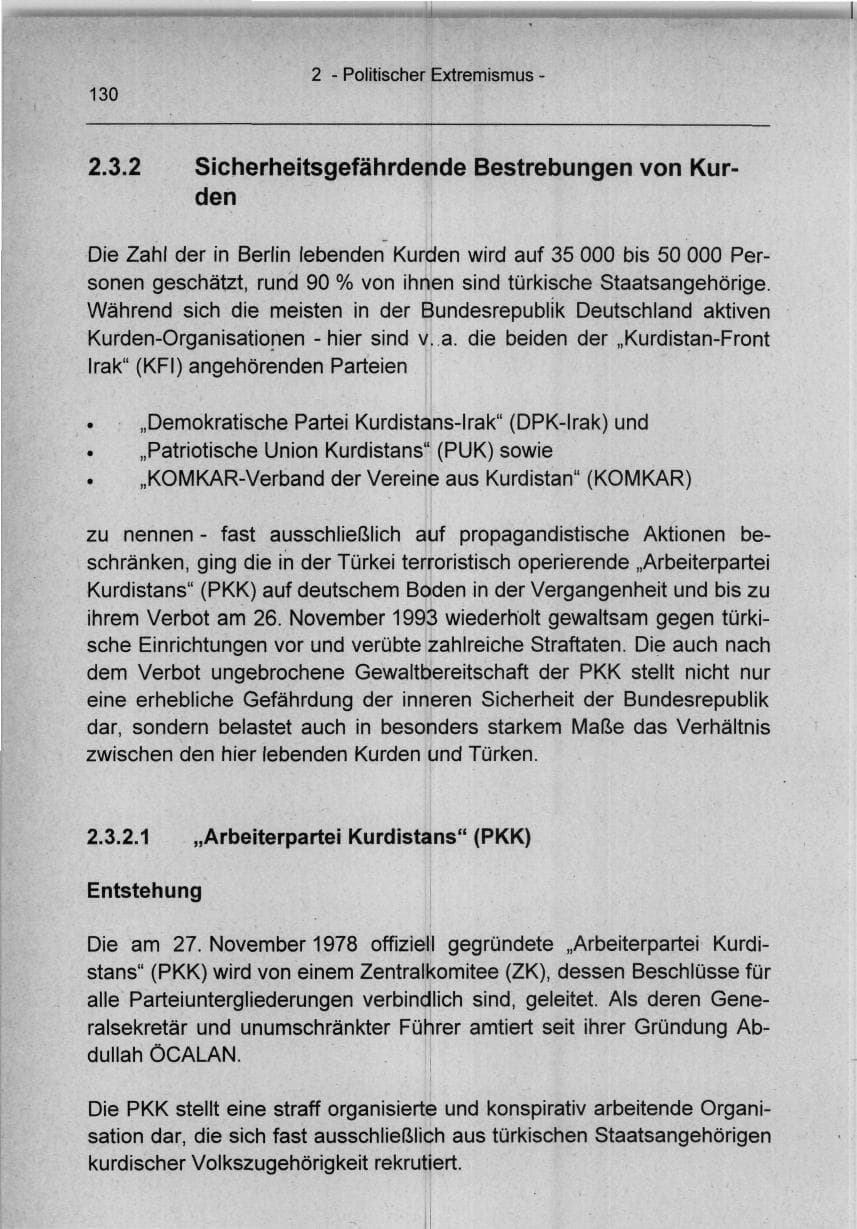 Seite 130 des Verfassungsschutzbericht 1994 Berlin