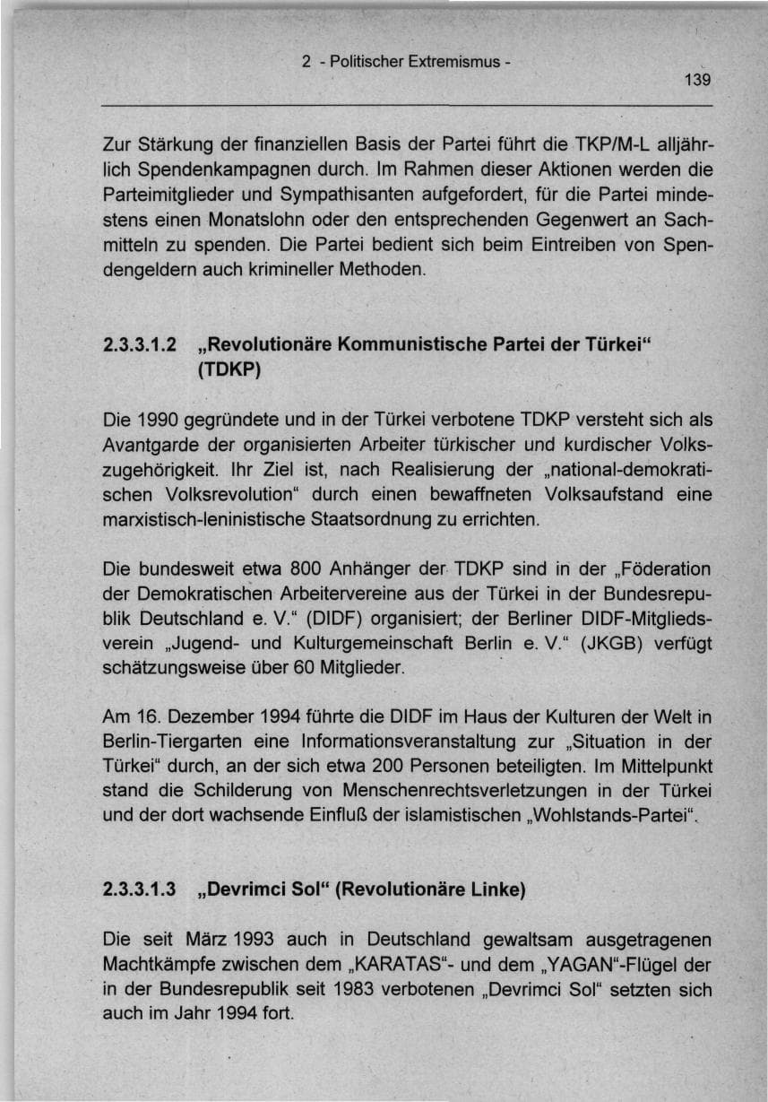 Seite 139 des Verfassungsschutzbericht 1994 Berlin