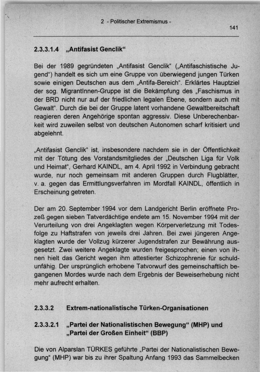Seite 141 des Verfassungsschutzbericht 1994 Berlin