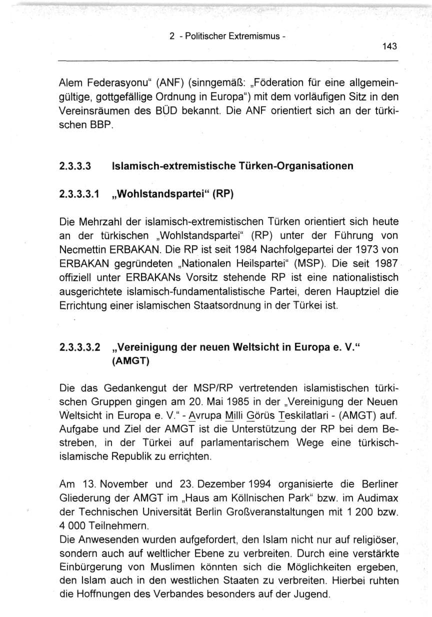 Seite 143 des Verfassungsschutzbericht 1994 Berlin