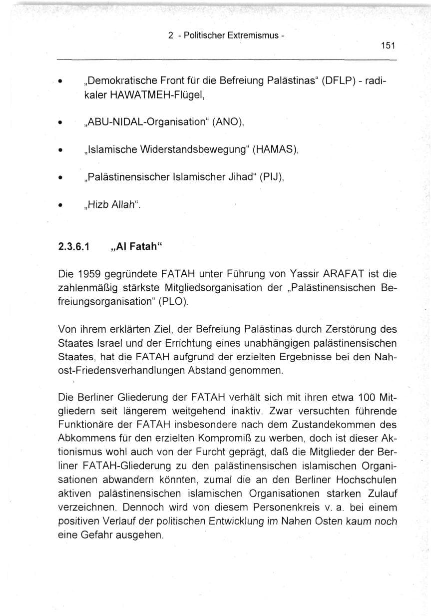 Seite 151 des Verfassungsschutzbericht 1994 Berlin