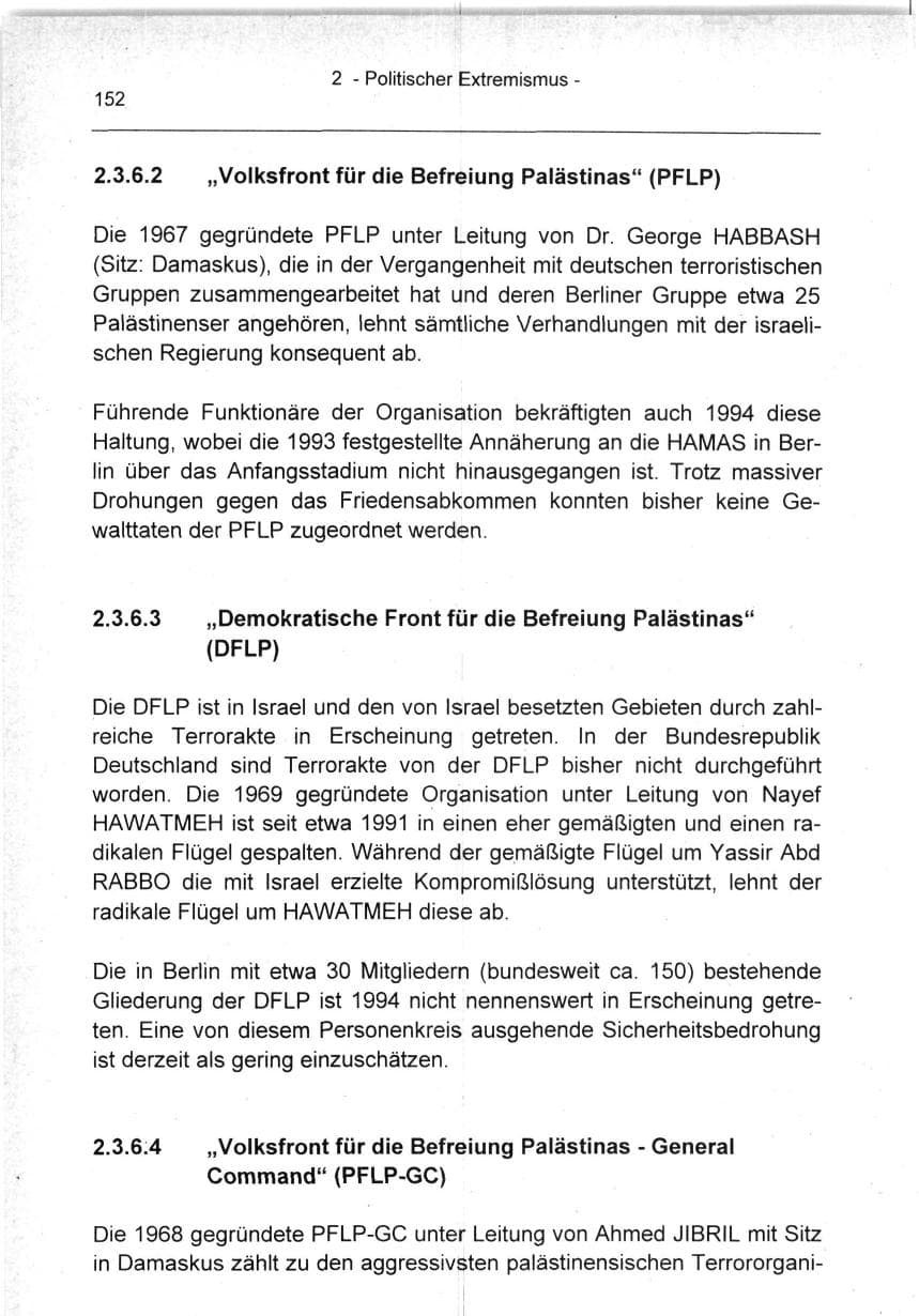 Seite 152 des Verfassungsschutzbericht 1994 Berlin