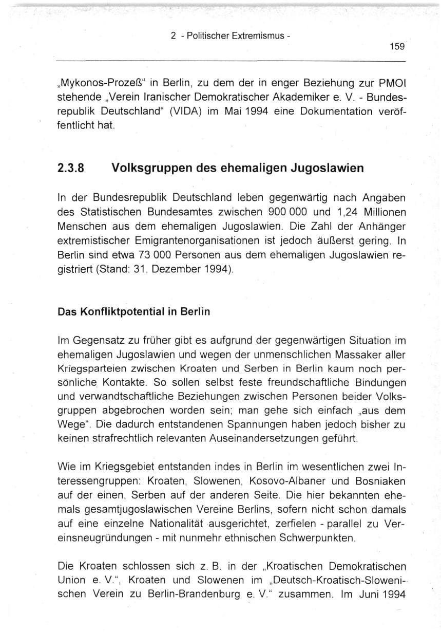 Seite 159 des Verfassungsschutzbericht 1994 Berlin