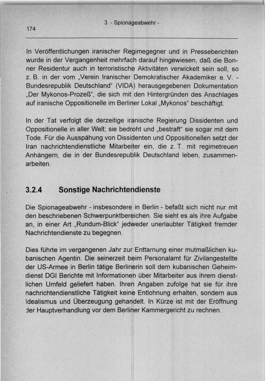 Seite 174 des Verfassungsschutzbericht 1994 Berlin