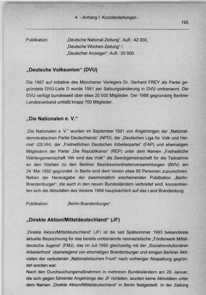 Seite 195 des Verfassungsschutzbericht 1994 Berlin