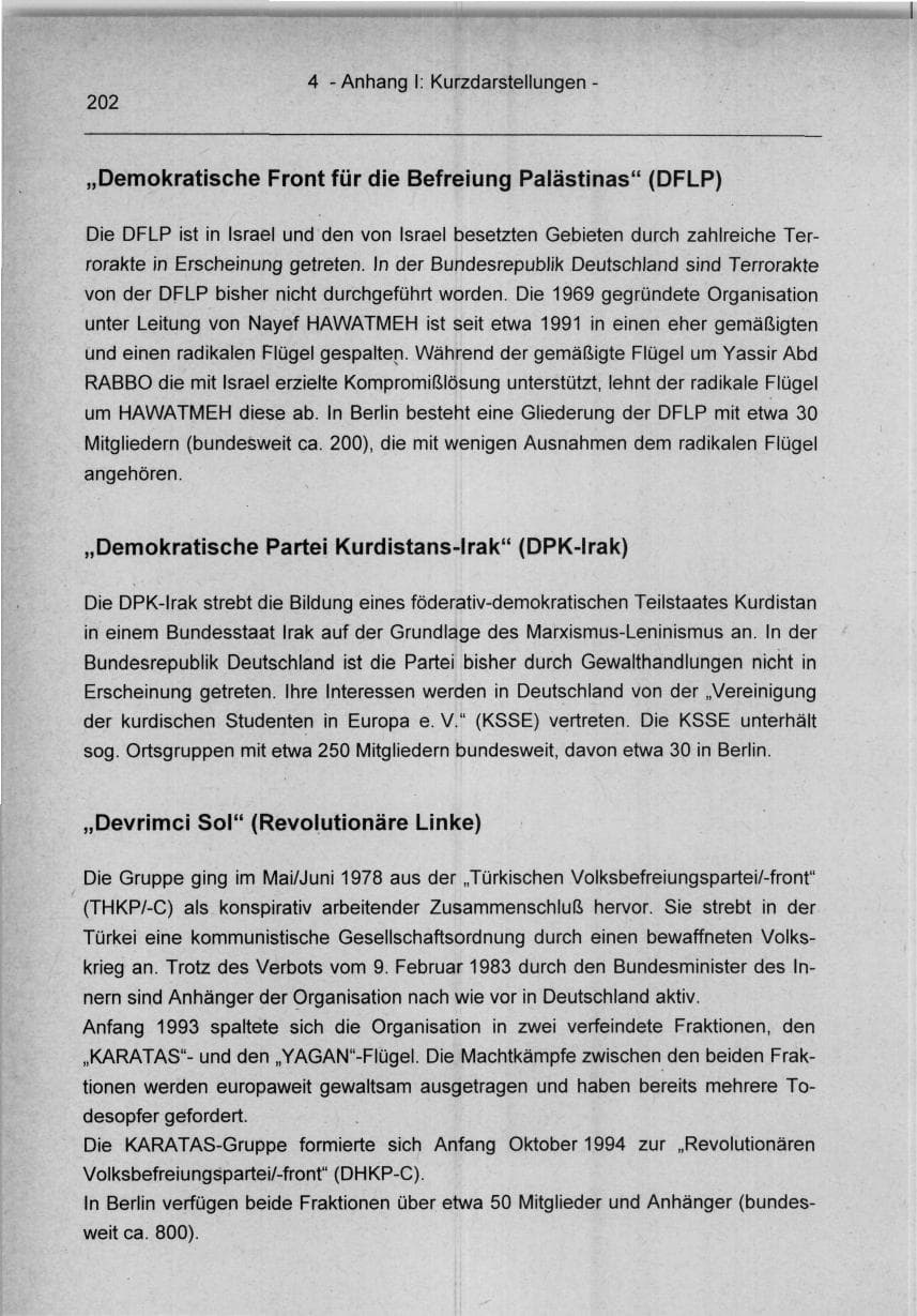 Seite 202 des Verfassungsschutzbericht 1994 Berlin