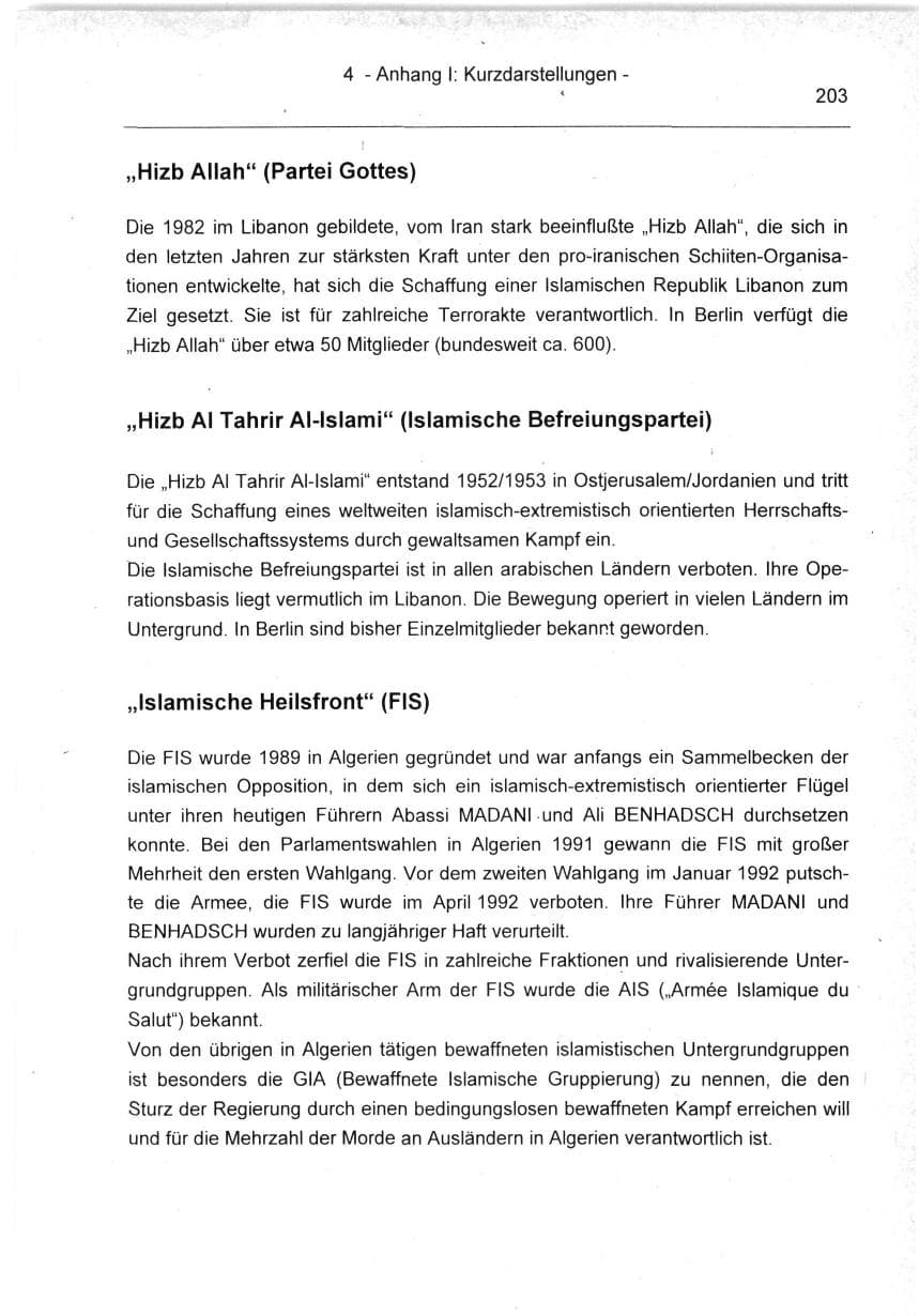 Seite 203 des Verfassungsschutzbericht 1994 Berlin