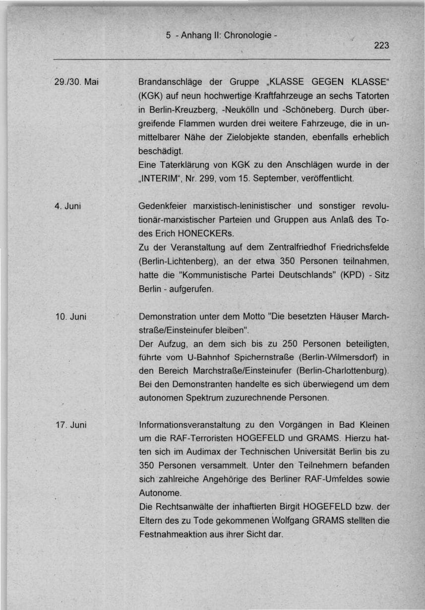 Seite 223 des Verfassungsschutzbericht 1994 Berlin