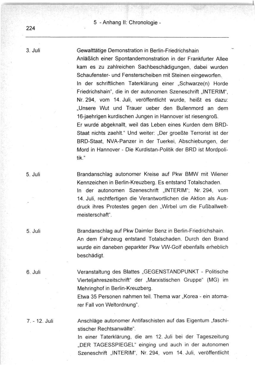 Seite 224 des Verfassungsschutzbericht 1994 Berlin