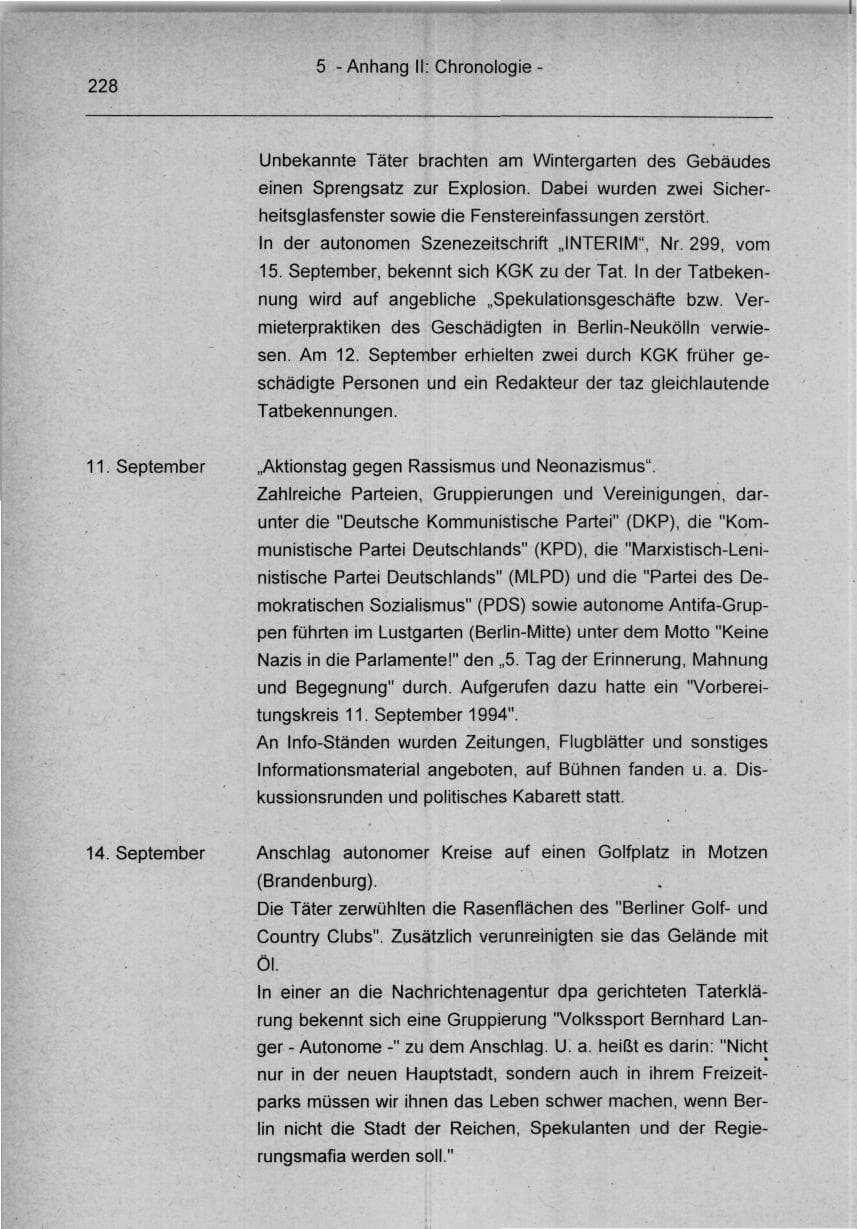 Seite 228 des Verfassungsschutzbericht 1994 Berlin