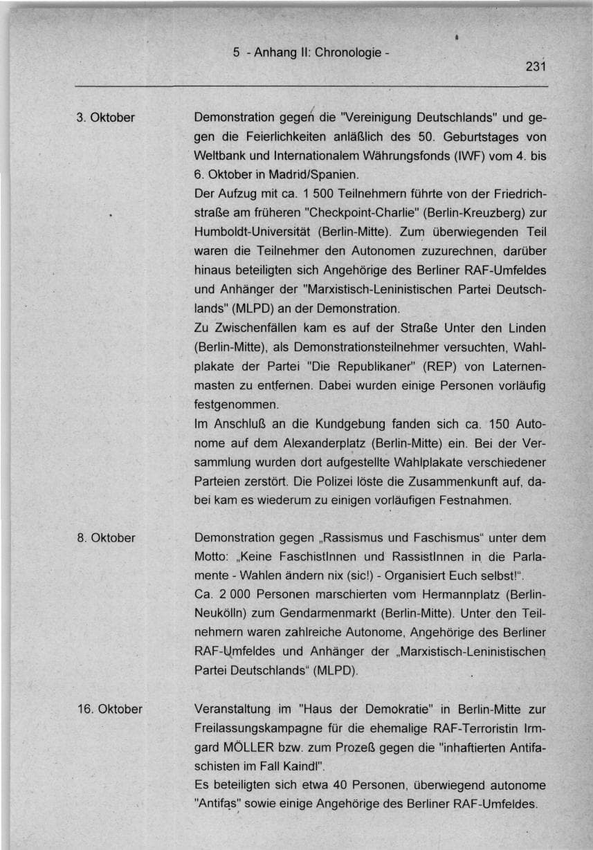 Seite 231 des Verfassungsschutzbericht 1994 Berlin