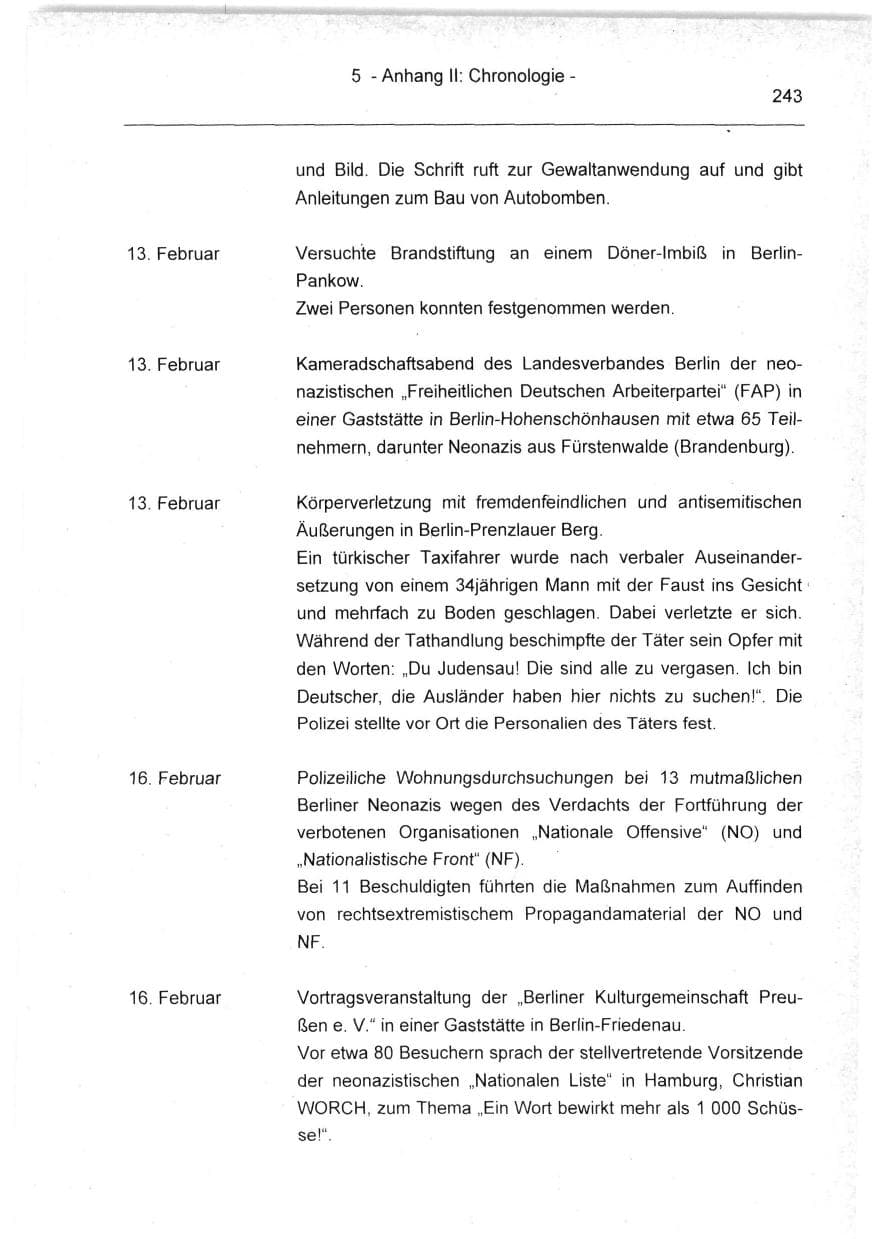Seite 243 des Verfassungsschutzbericht 1994 Berlin