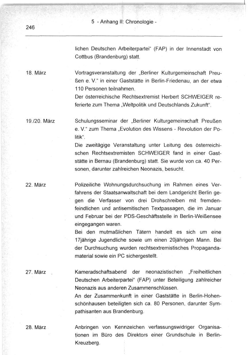 Seite 246 des Verfassungsschutzbericht 1994 Berlin