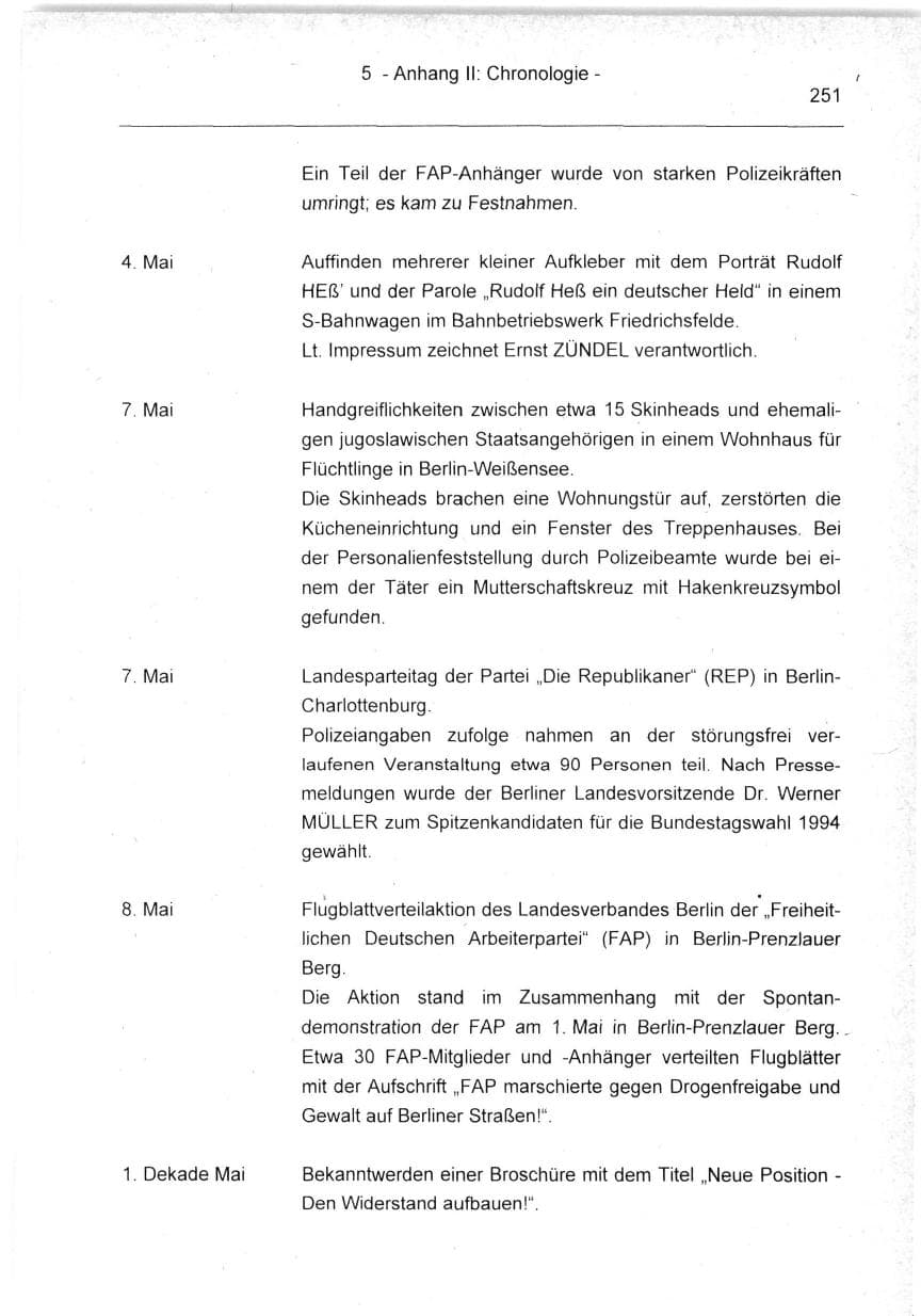 Seite 251 des Verfassungsschutzbericht 1994 Berlin