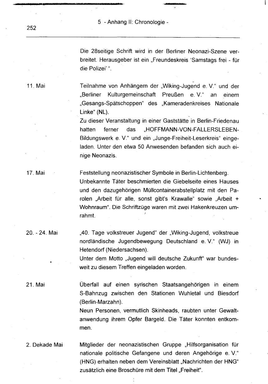 Seite 252 des Verfassungsschutzbericht 1994 Berlin