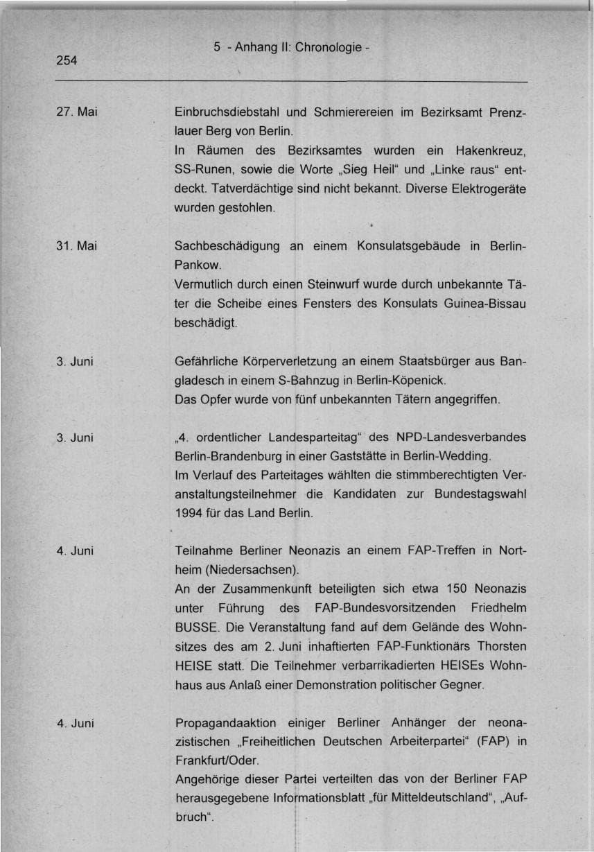 Seite 254 des Verfassungsschutzbericht 1994 Berlin