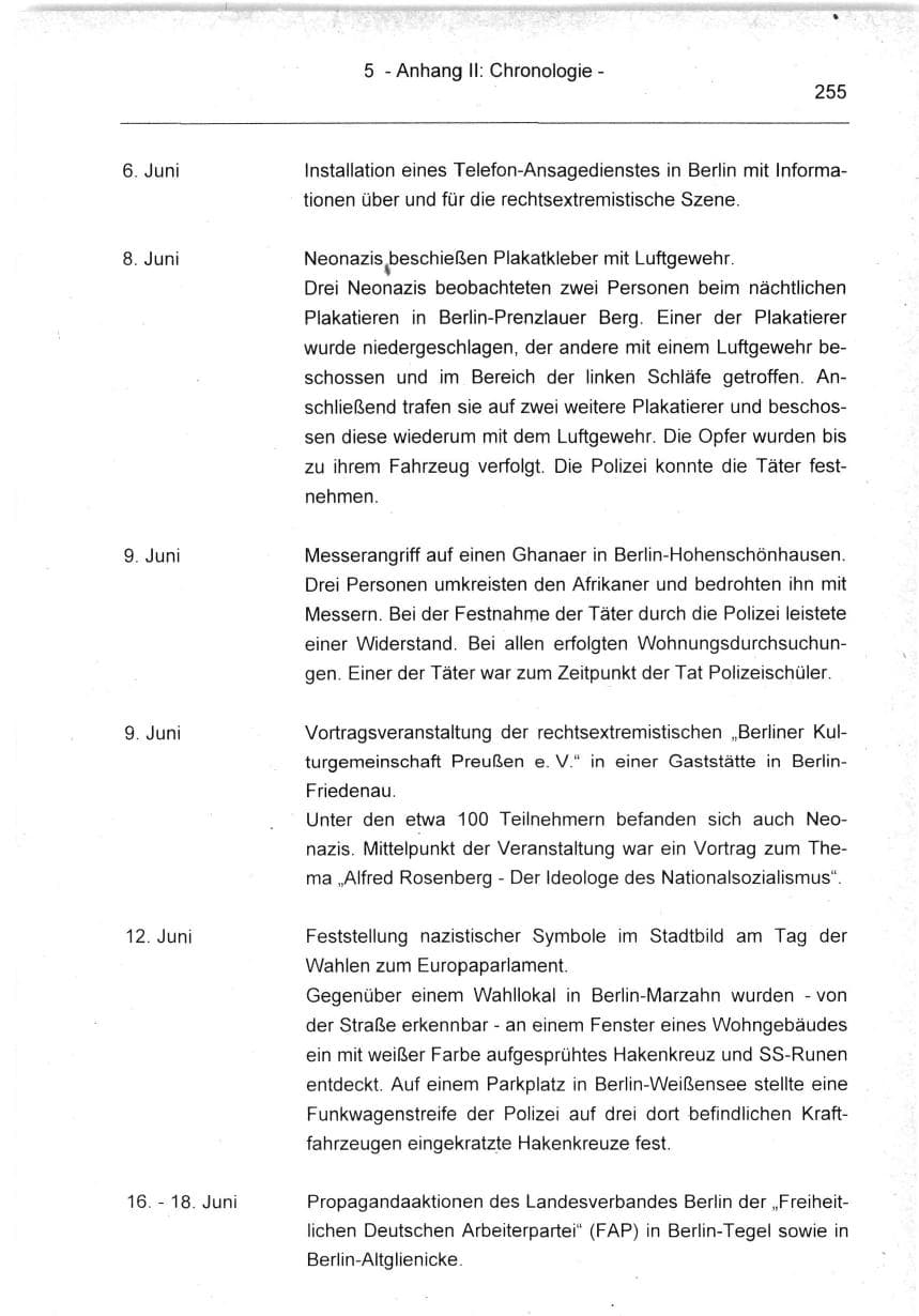Seite 255 des Verfassungsschutzbericht 1994 Berlin