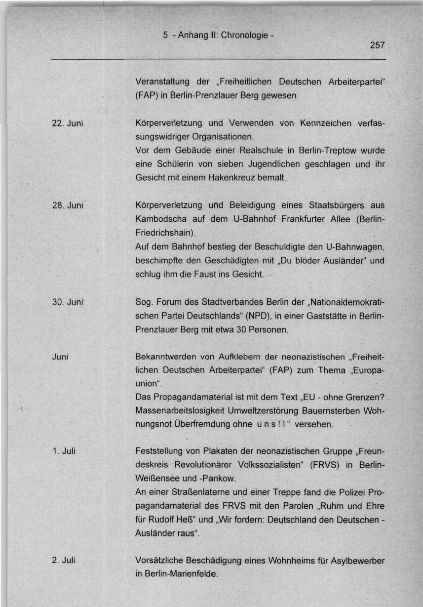 Seite 257 des Verfassungsschutzbericht 1994 Berlin