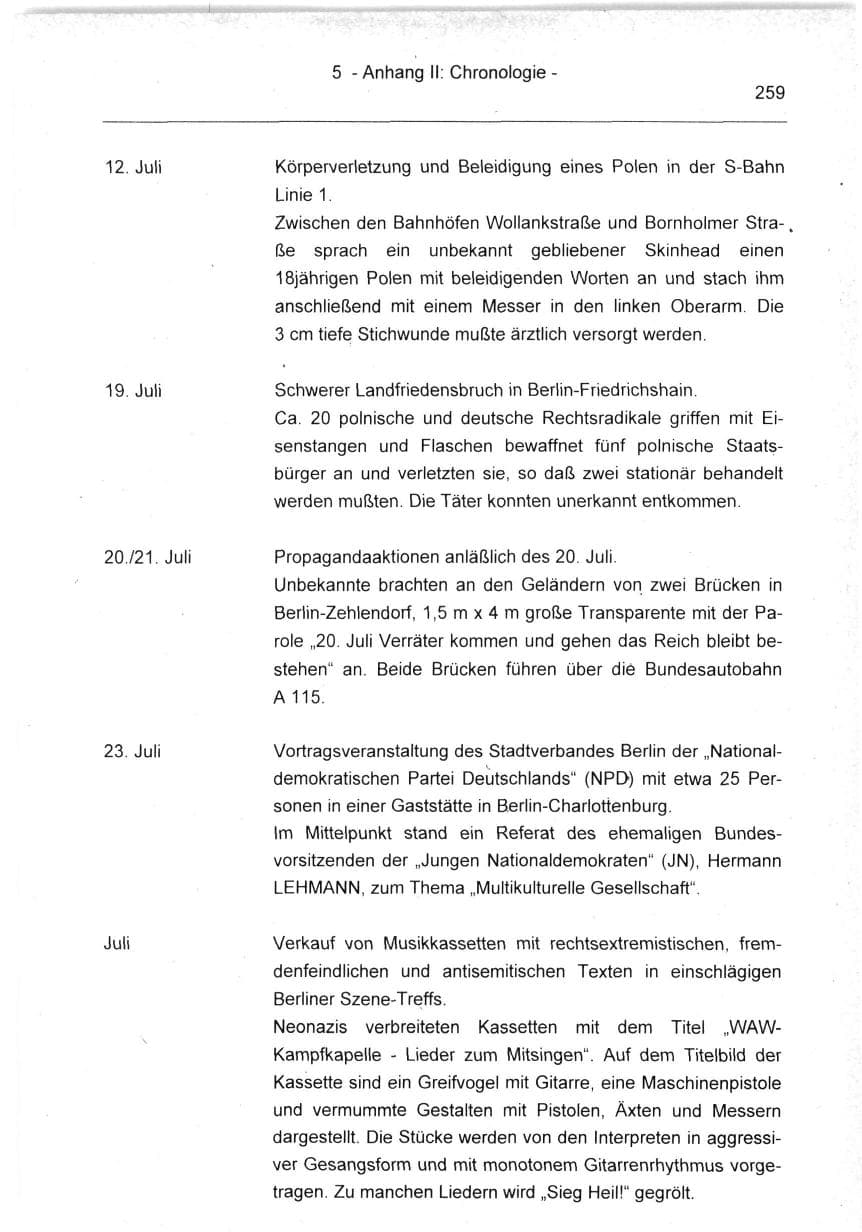 Seite 259 des Verfassungsschutzbericht 1994 Berlin