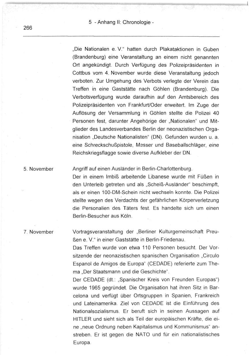 Seite 266 des Verfassungsschutzbericht 1994 Berlin