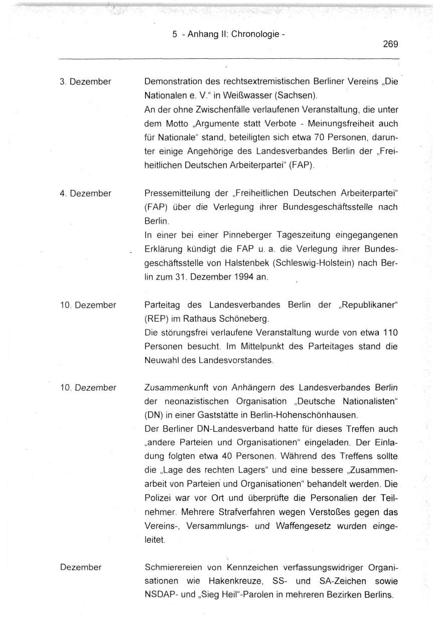Seite 269 des Verfassungsschutzbericht 1994 Berlin