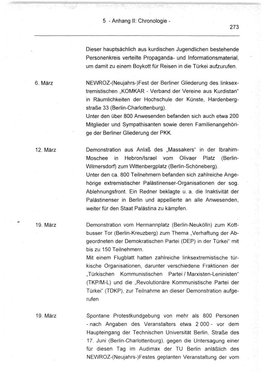 Seite 273 des Verfassungsschutzbericht 1994 Berlin