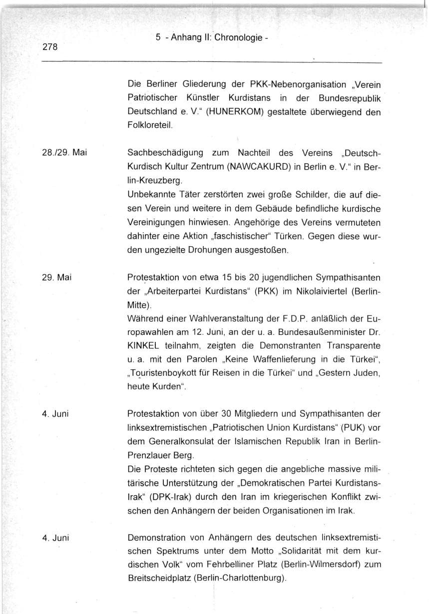 Seite 278 des Verfassungsschutzbericht 1994 Berlin