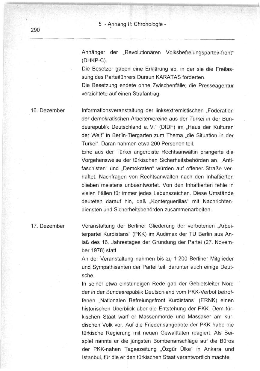 Seite 290 des Verfassungsschutzbericht 1994 Berlin