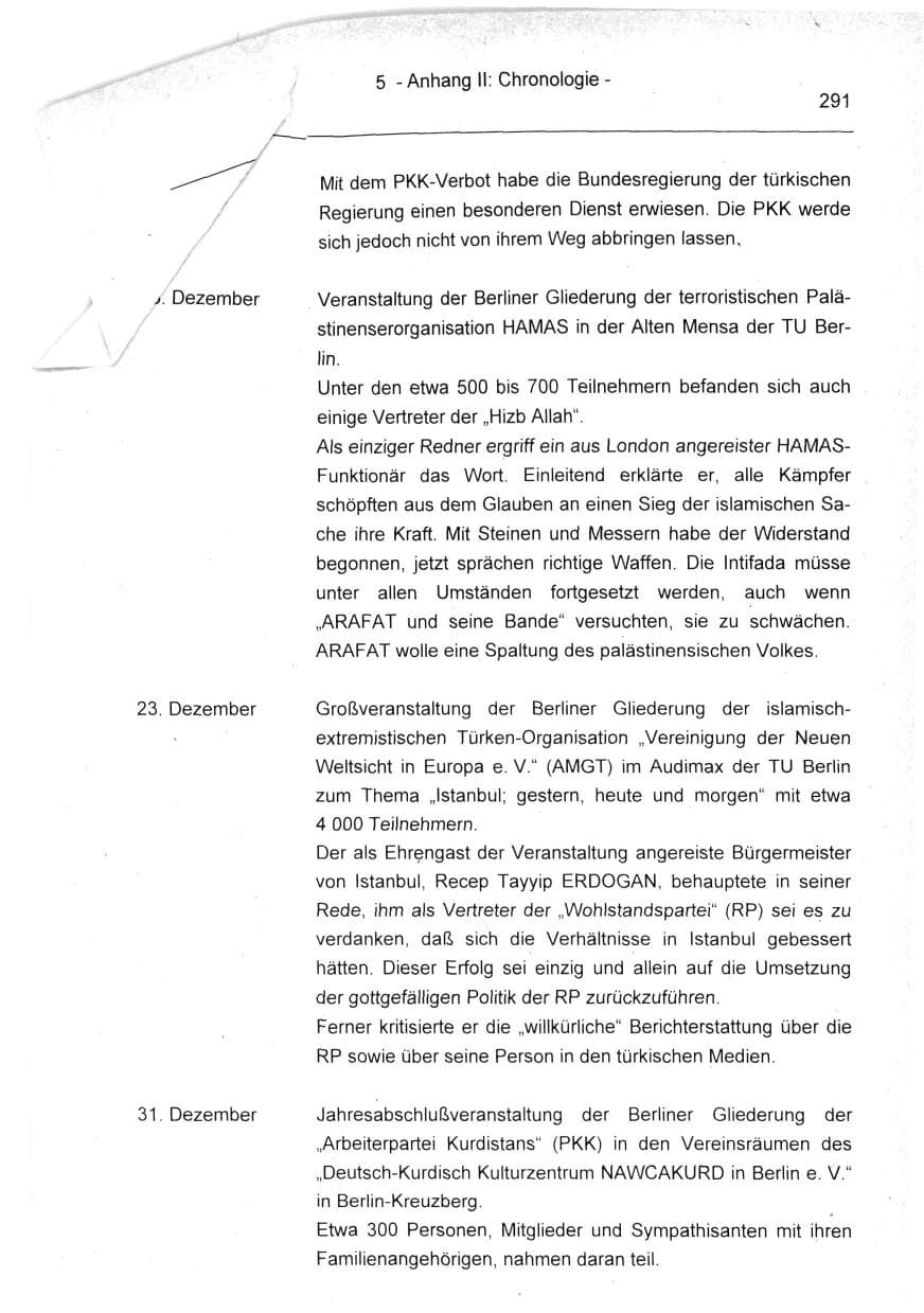 Seite 291 des Verfassungsschutzbericht 1994 Berlin