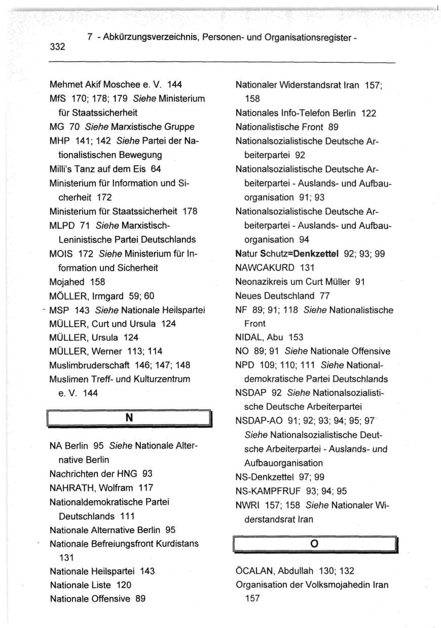 Seite 332 des Verfassungsschutzbericht 1994 Berlin