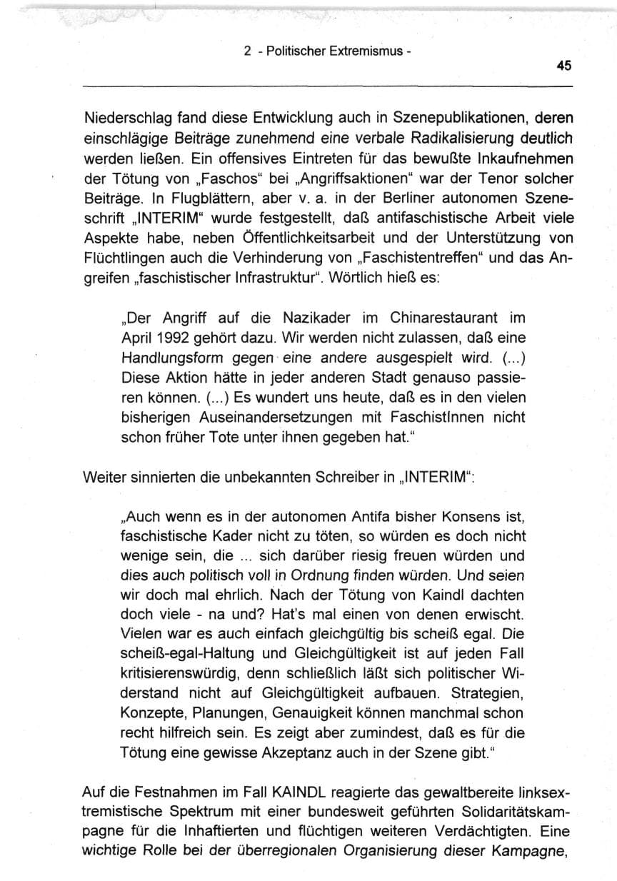 Seite 45 des Verfassungsschutzbericht 1994 Berlin