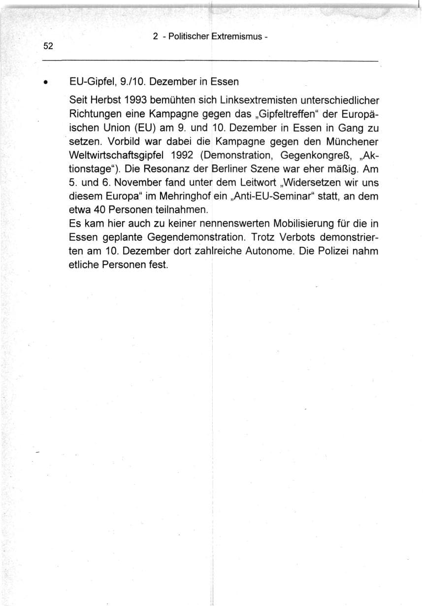 Seite 52 des Verfassungsschutzbericht 1994 Berlin