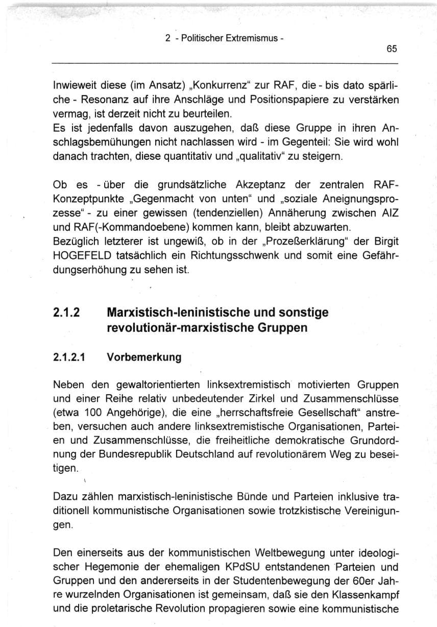 Seite 65 des Verfassungsschutzbericht 1994 Berlin