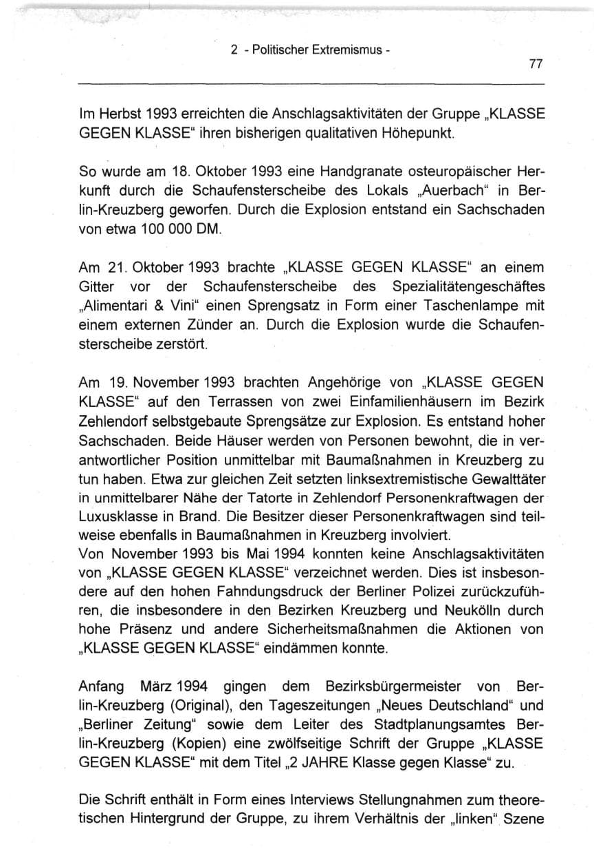 Seite 77 des Verfassungsschutzbericht 1994 Berlin