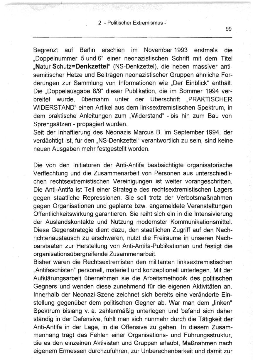 Seite 99 des Verfassungsschutzbericht 1994 Berlin
