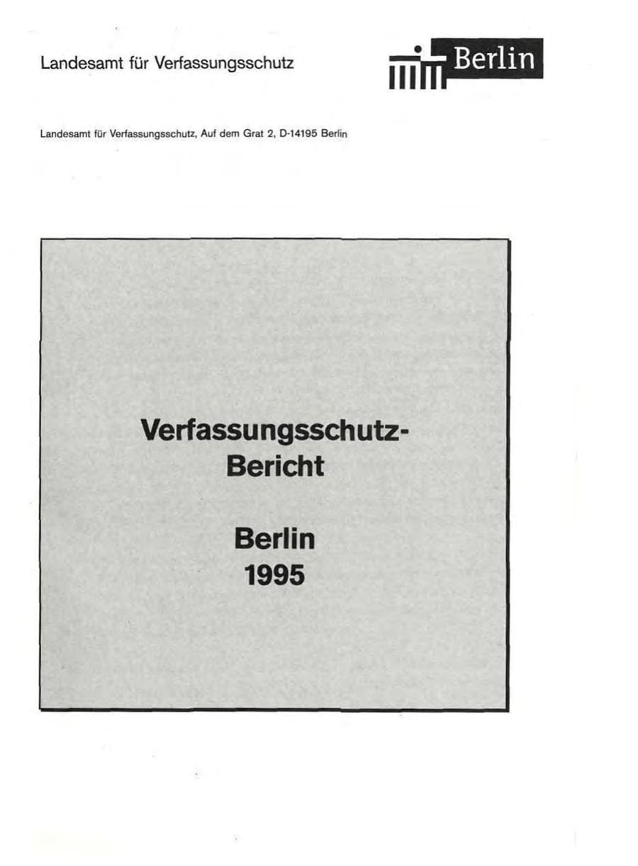 Seite 1 des Verfassungsschutzbericht 1995 Berlin