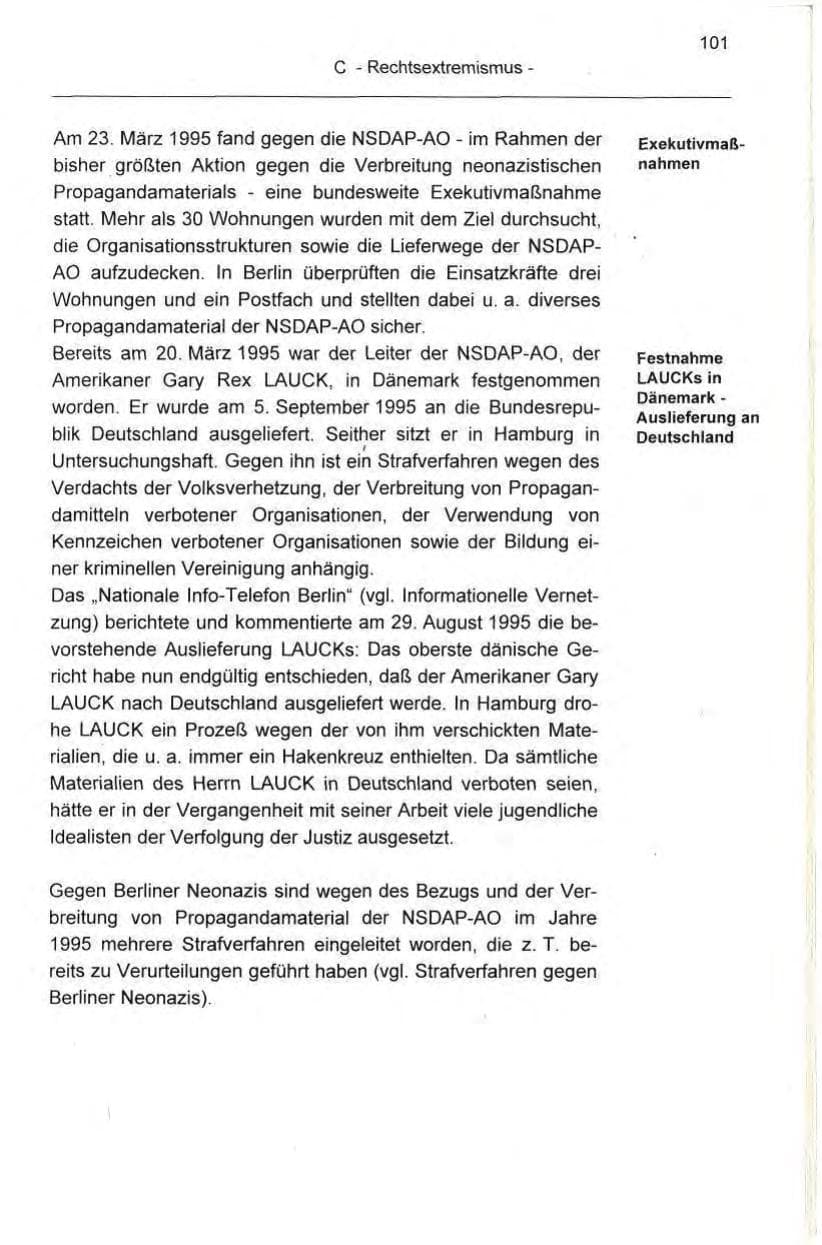 Seite 101 des Verfassungsschutzbericht 1995 Berlin