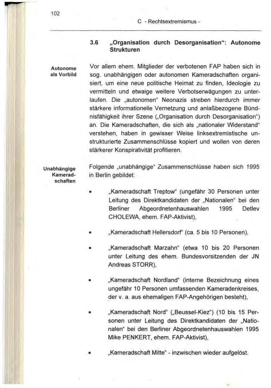 Seite 102 des Verfassungsschutzbericht 1995 Berlin