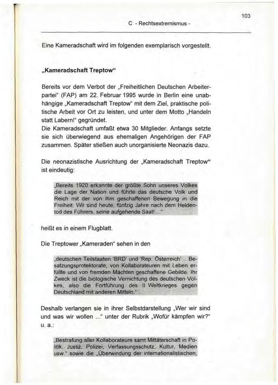 Seite 103 des Verfassungsschutzbericht 1995 Berlin