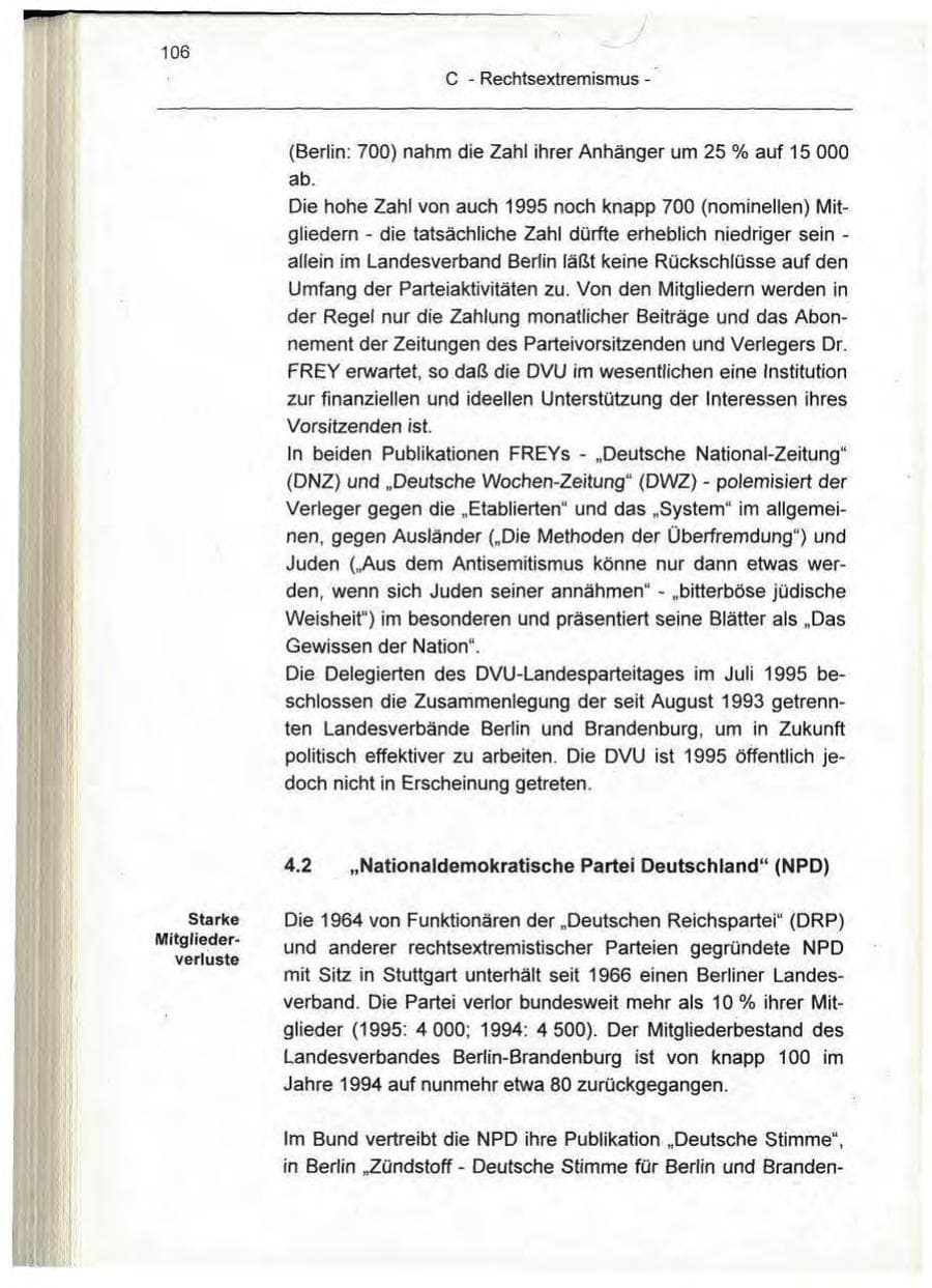 Seite 106 des Verfassungsschutzbericht 1995 Berlin