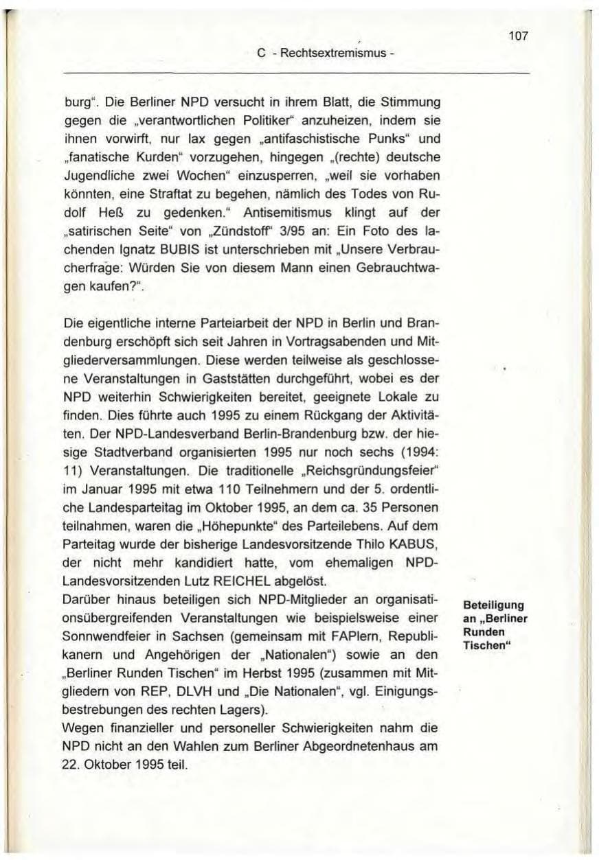 Seite 107 des Verfassungsschutzbericht 1995 Berlin